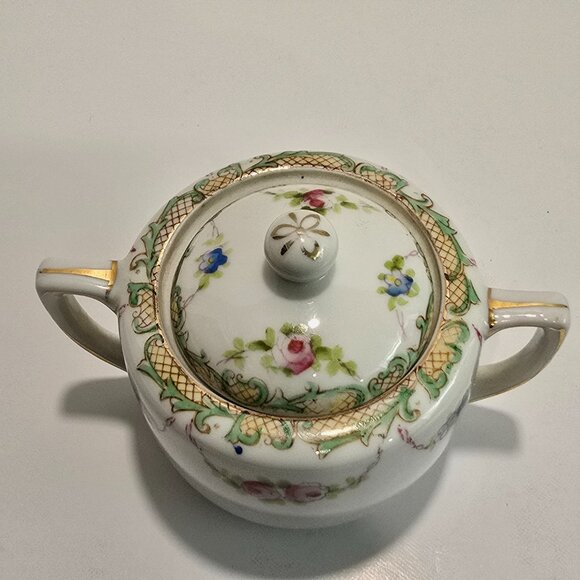 Unique Antique / Vintage Sugar Bowl with Lid, Made in Japan - Picture 5 of 7
